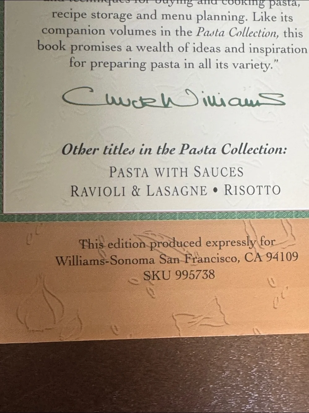 Williams Sonoma Pasta Soups & Salads Cookbook hardcover